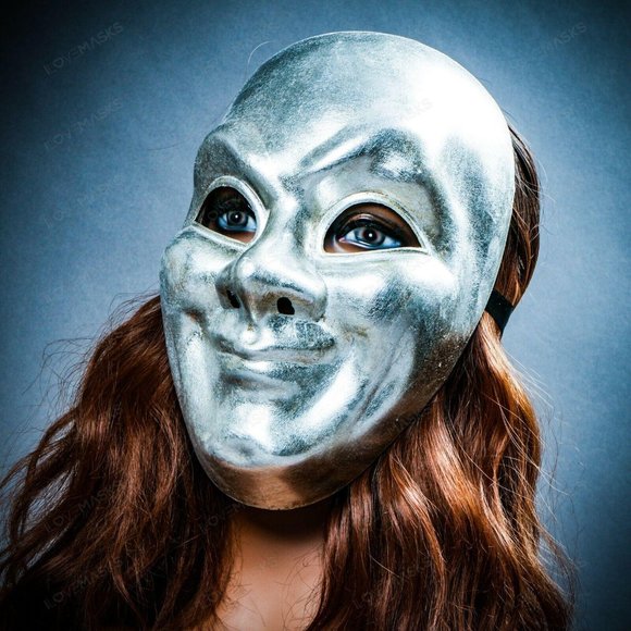 Silver Jester Venetian Halloween Masquerade Mask - Picture 5 of 5